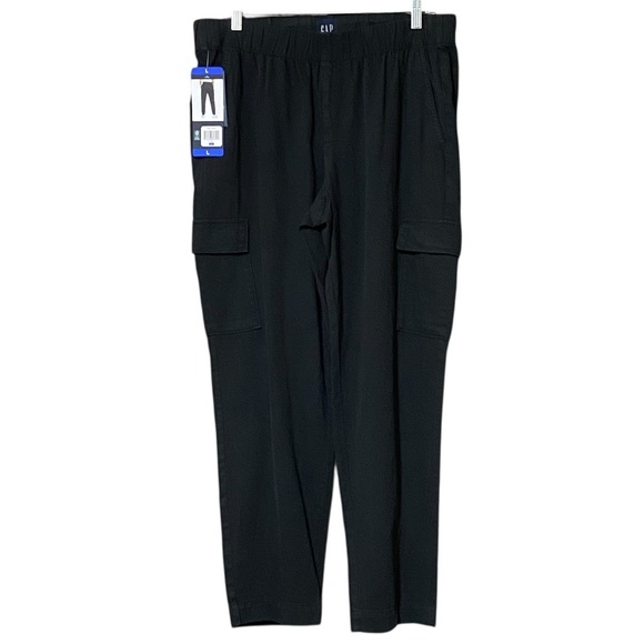 GAP Twill Cargo Pant L Black Relaxed Fit Pull-On Casual Effortless Comfort NWT - Picture 1 of 10
